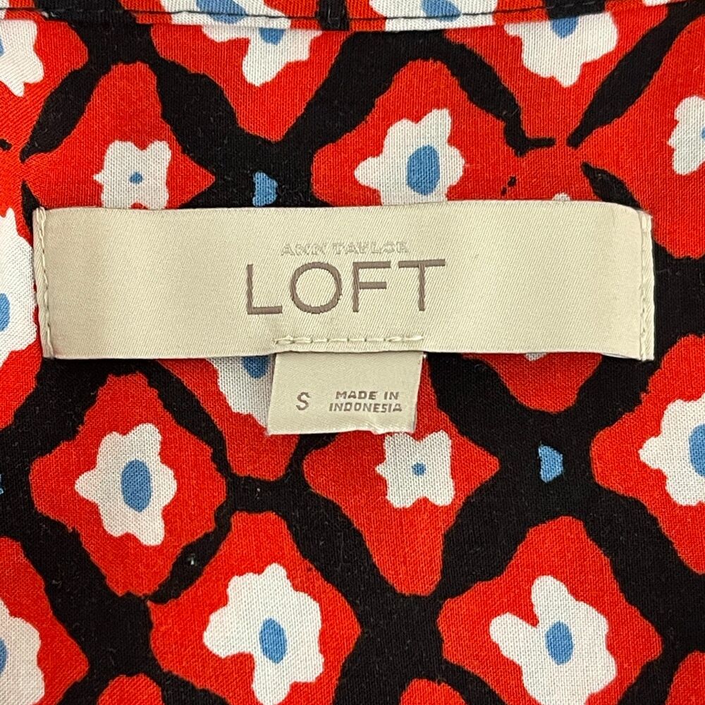 LOFT Amaryllis Tassel Floral Shirt Dress Women's Size Small - Picture 4 of 9